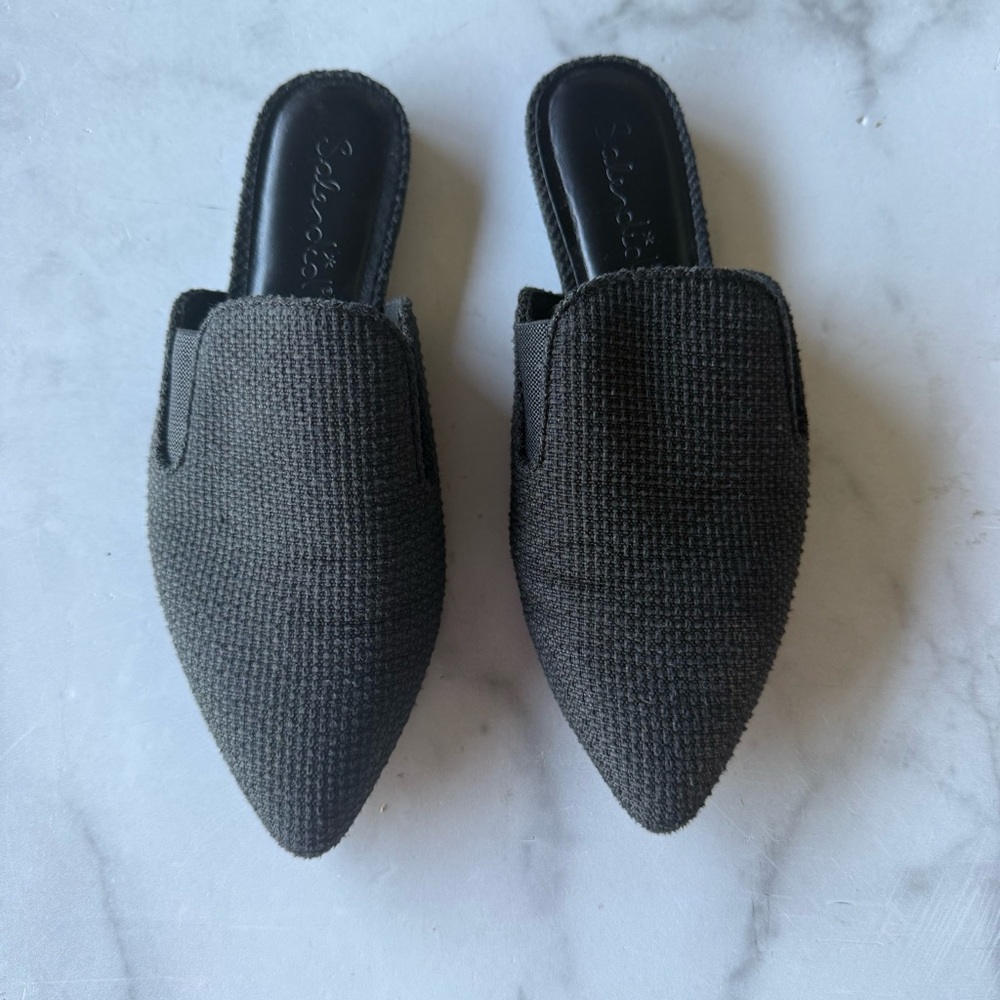 SPLENDID Size 6.5 Black Leeza Textured Mules